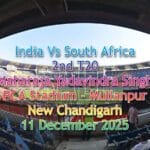 India Vs South Africa New Chandigarh Tickets - 2nd T20 Match Tickets (11 Dec 2025)
