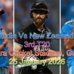 India Vs New Zealand 3rd T20 - Guwahati Tickets (25 January 2026)