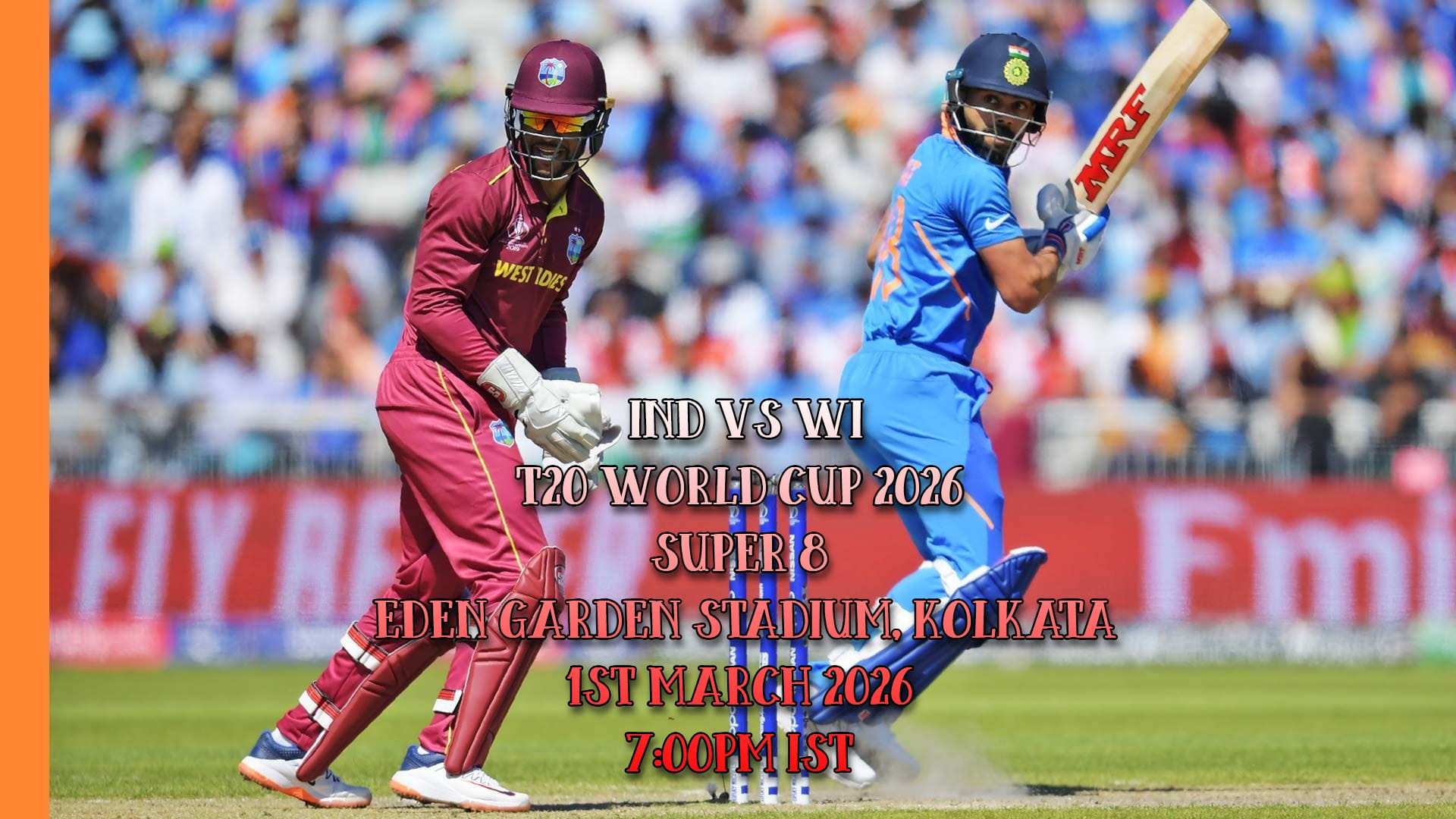 India Vs West Indies Super 8 Kolkata Match Tickets - 1 March 2026