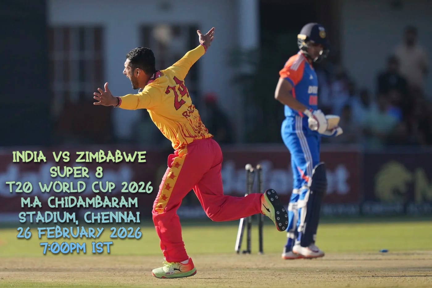 India Vs Zimbabwe Super 8 Chennai Match Tickets 26 FEB 2026