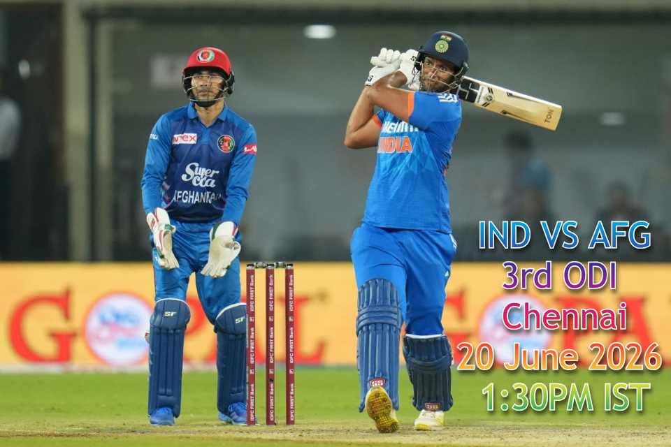 India Vs Afghanistan 3rd ODI Chennai Tickets - 20 June 2026