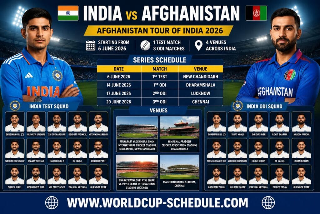 India Vs Afghanistan Schedule 2026 || Afghanistan Tour India || Dates, Venue, Time